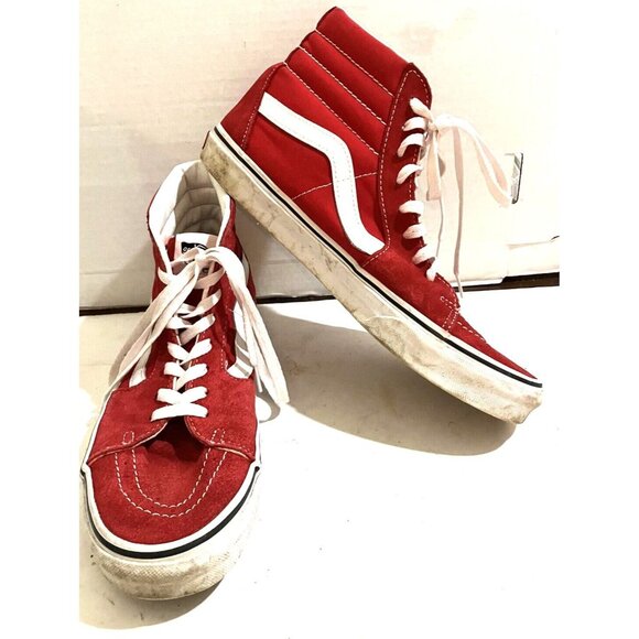 Vans Mens Size 10 Red White High Top Canvas Skateboard...
